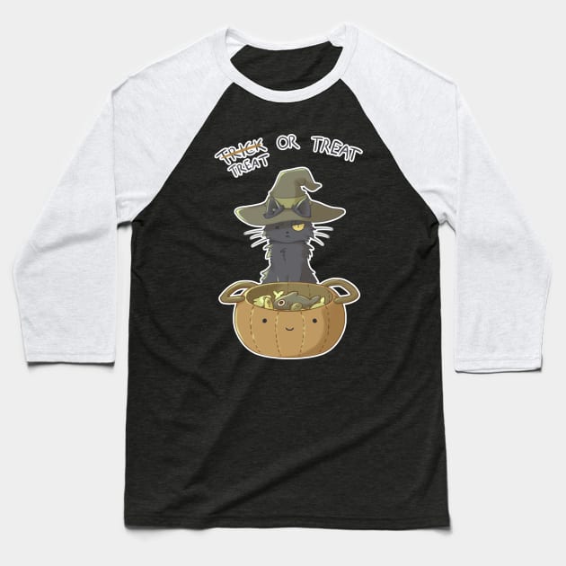 Treat or Treat Baseball T-Shirt by Pastelkatto